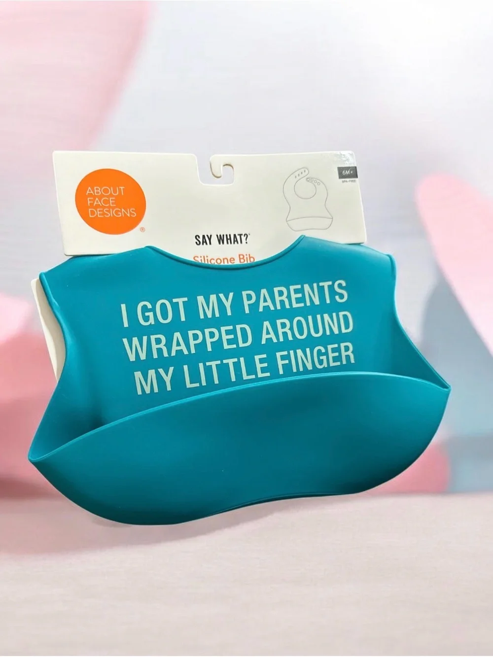 Teal Silicone Bib with Catch Pocket